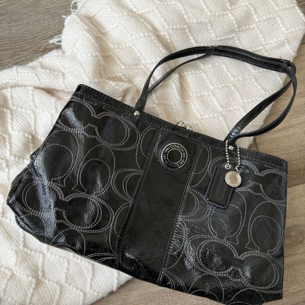 Coach Signature C Stitch Leather Kisslock Shoulder Bag